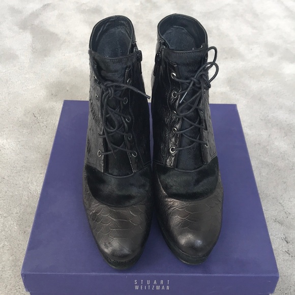 Stuart Weitzman Black melange ankle booties - Picture 2 of 8